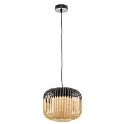 Lámpara colgante Forestier Bamboo XS, Ø 27 cm, negro