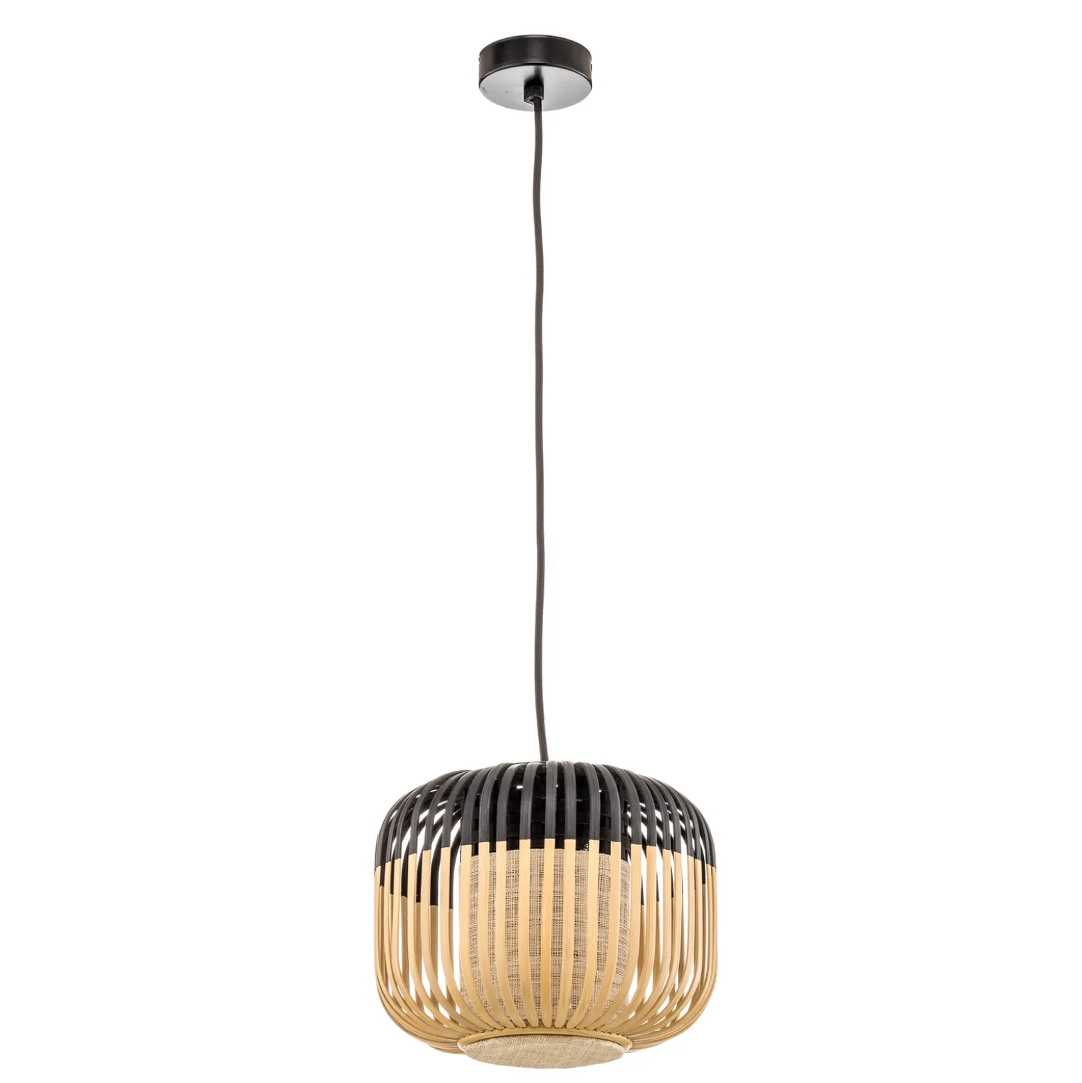 Lámpara colgante Forestier Bamboo XS, Ø 27 cm, negro