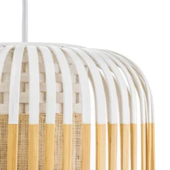 Lámpara colgante Forestier Bamboo XS, Ø 27 cm, blanca