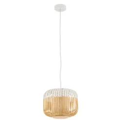 Lámpara colgante Forestier Bamboo XS, Ø 27 cm, blanca