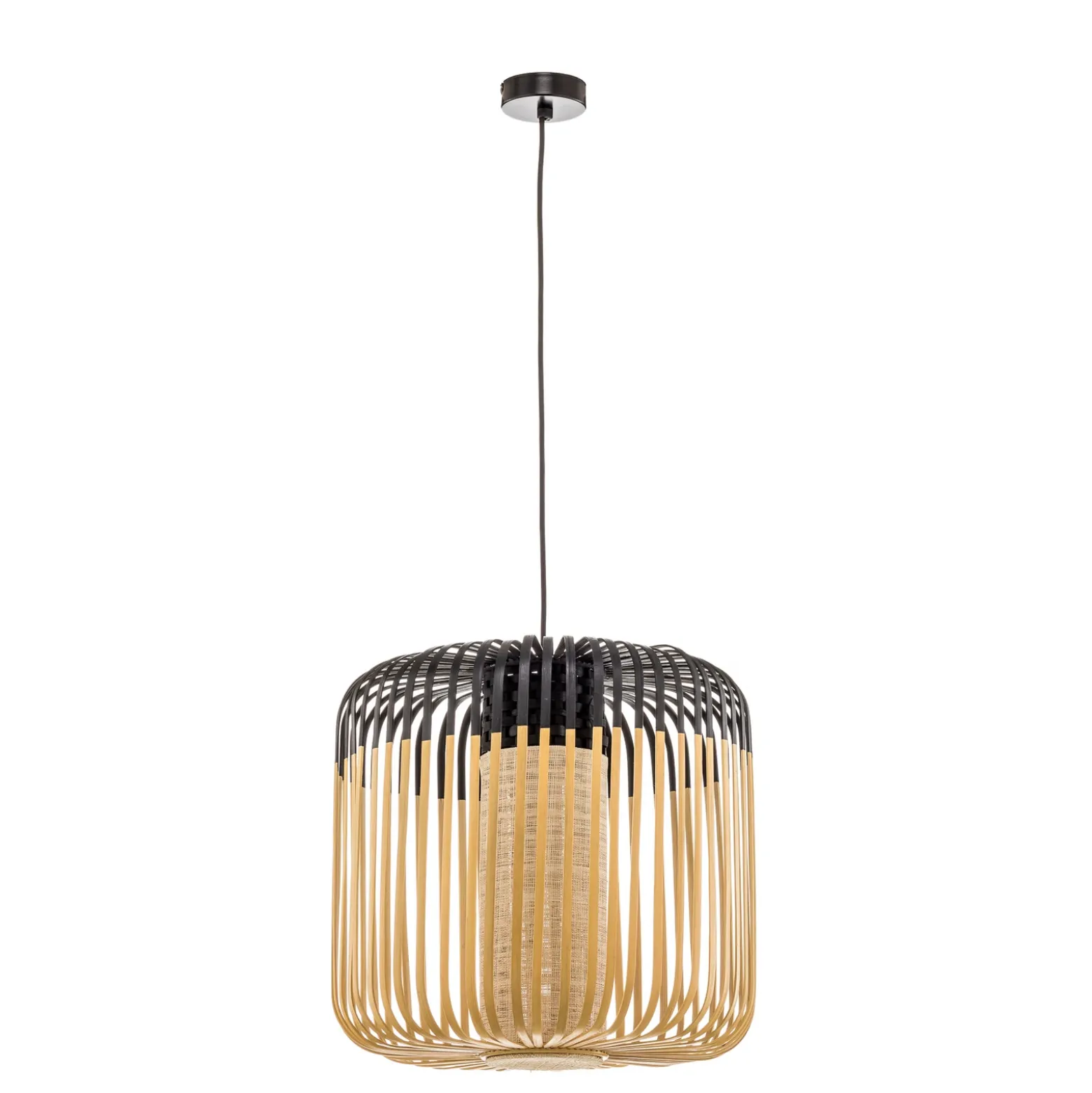 Lámpara colgante Forestier Bamboo M, Ø 45 cm, negro