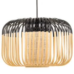 Lámpara colgante Forestier Bamboo S, Ø 35 cm, negro