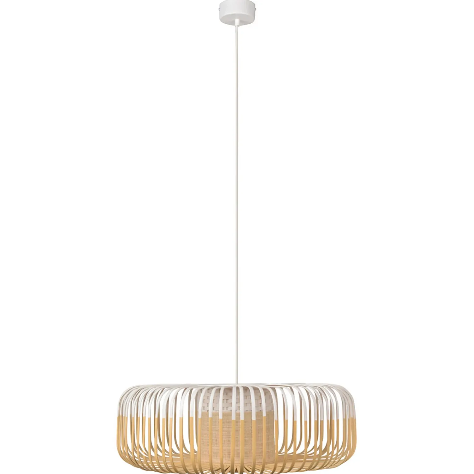 Lámpara colgante Forestier Bamboo XL, Ø 60 cm, blanca
