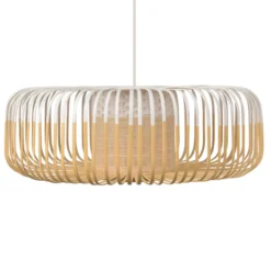 Lámpara colgante Forestier Bamboo XL, Ø 60 cm, blanca