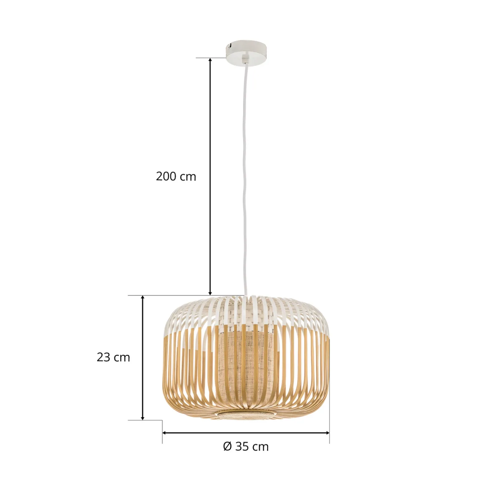 Lámpara colgante Forestier Bamboo S, Ø 35 cm, blanca