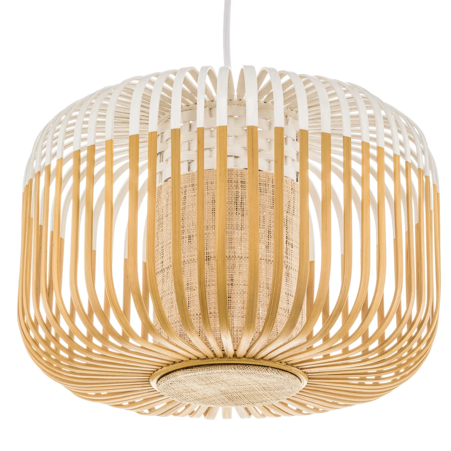 Lámpara colgante Forestier Bamboo S, Ø 35 cm, blanca