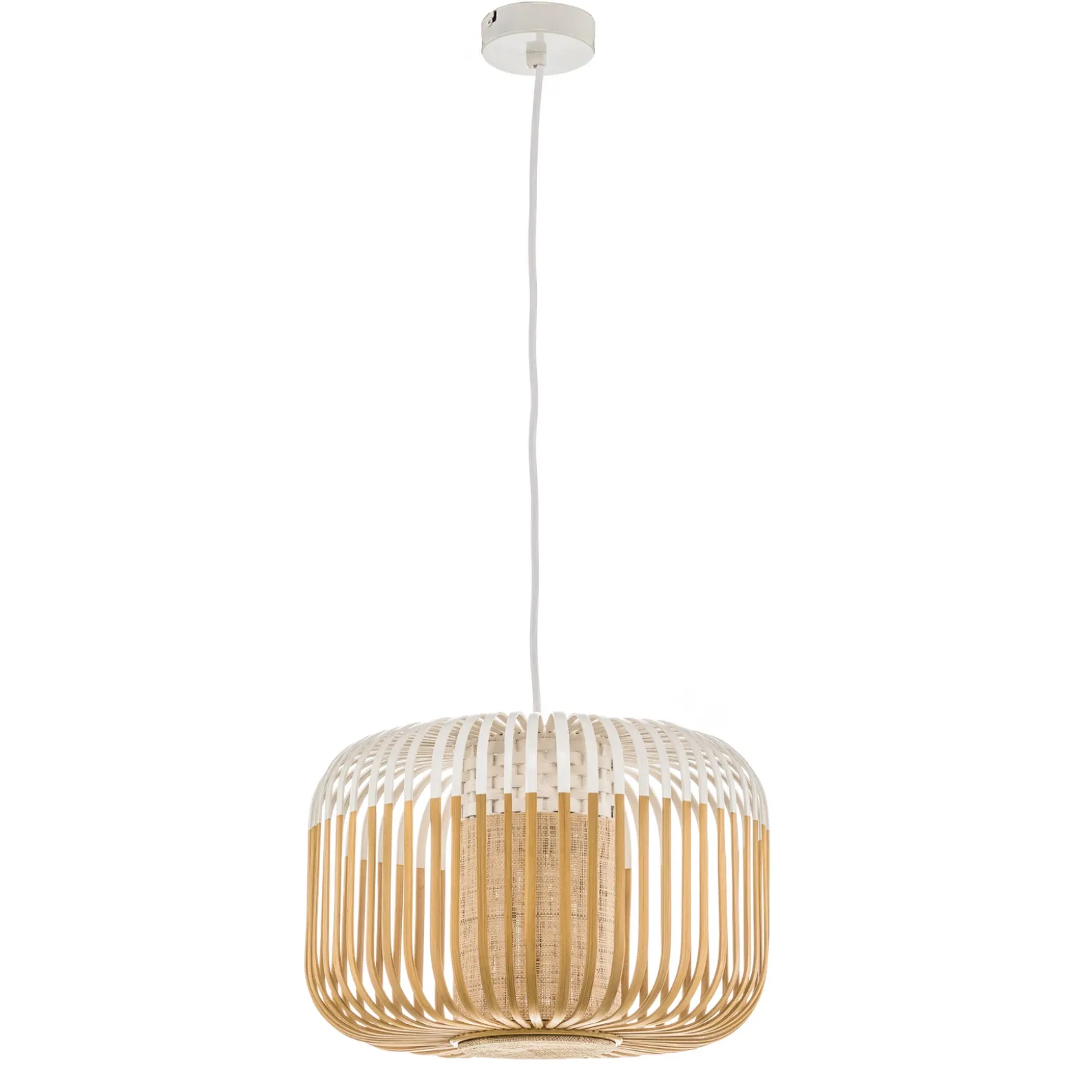 Lámpara colgante Forestier Bamboo S, Ø 35 cm, blanca