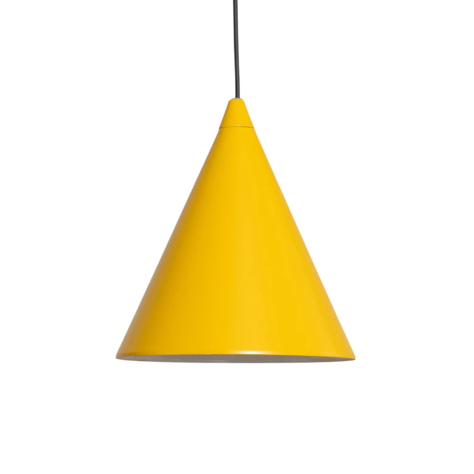Lámpara colgante Form, amarillo mostaza, metal, Ø 24 cm, forma cónica,