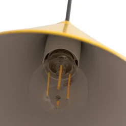 Lámpara colgante Form, amarillo mostaza, metal, Ø 24 cm, forma cónica,