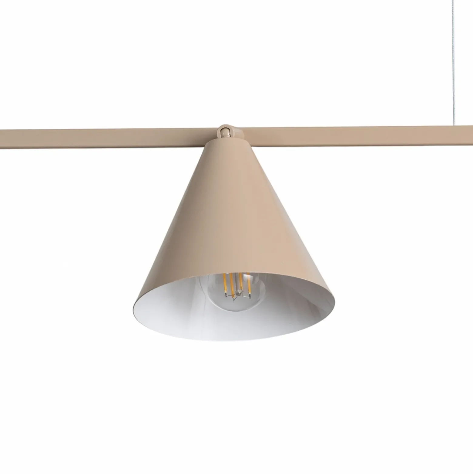 Lámpara colgante Form 4, beige, metal, 4 luces, forma cónica, casquillo E27