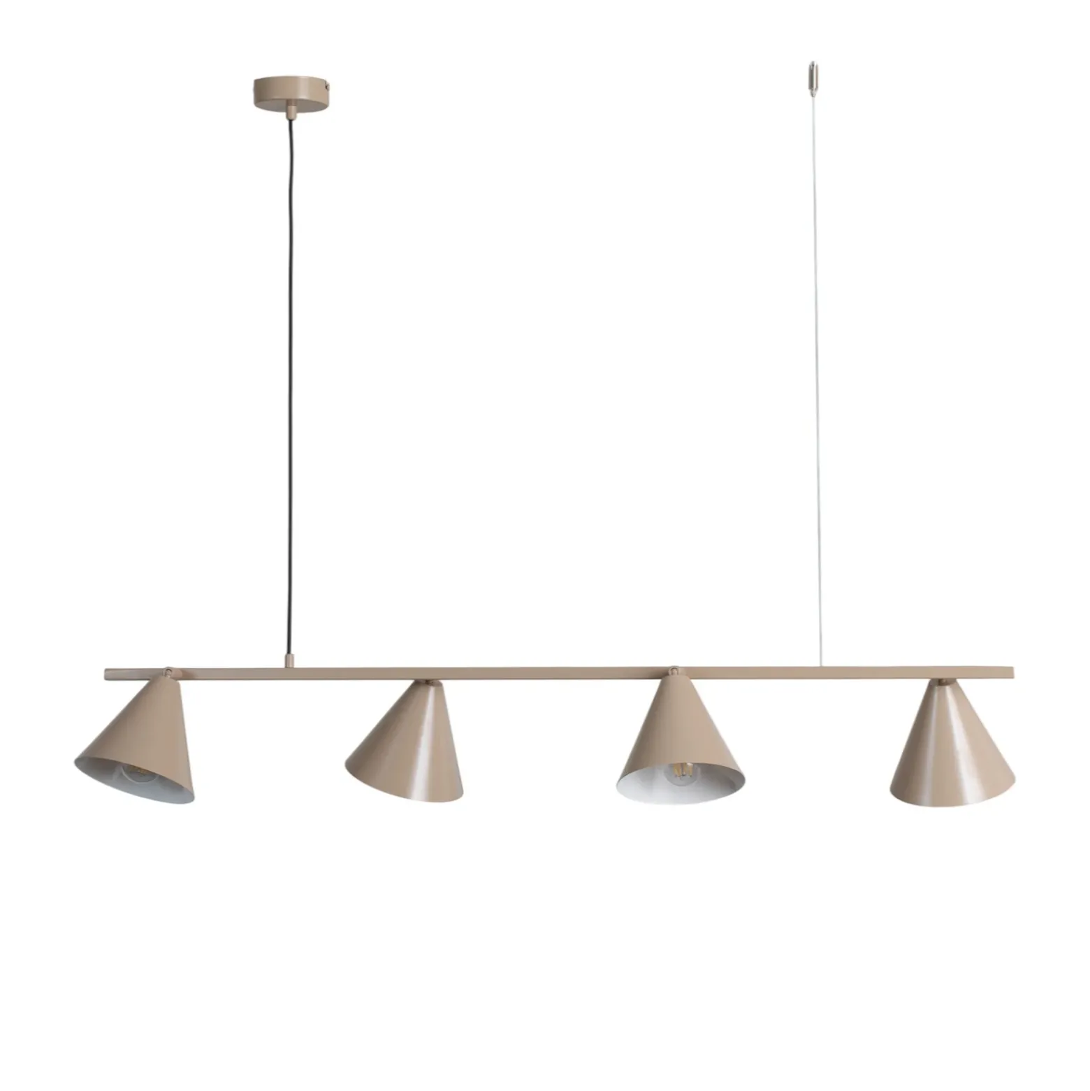 Lámpara colgante Form 4, beige, metal, 4 luces, forma cónica, casquillo E27
