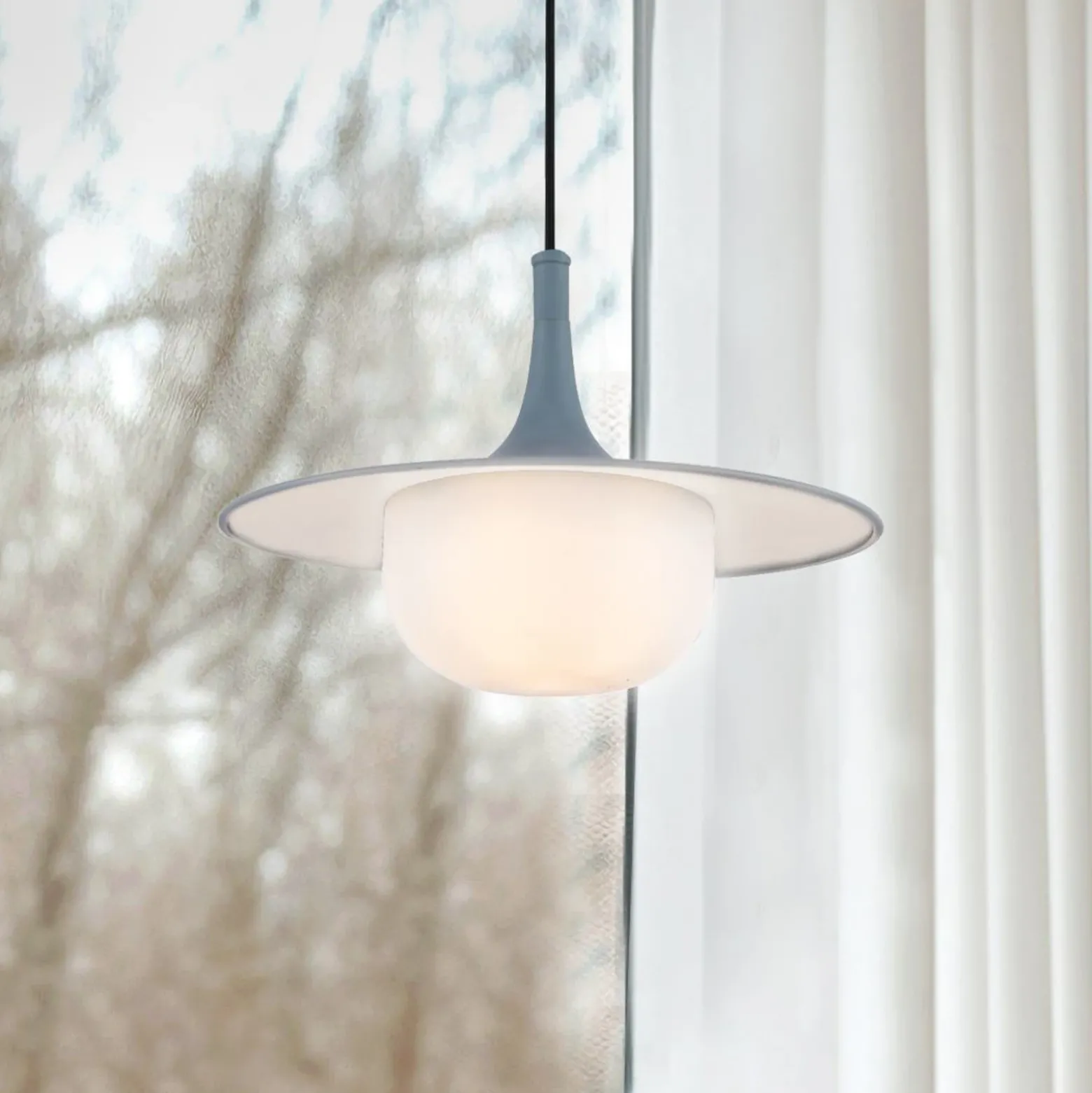 Lámpara colgante Fred, gris/blanco, Ø 35 cm, plástico/metal