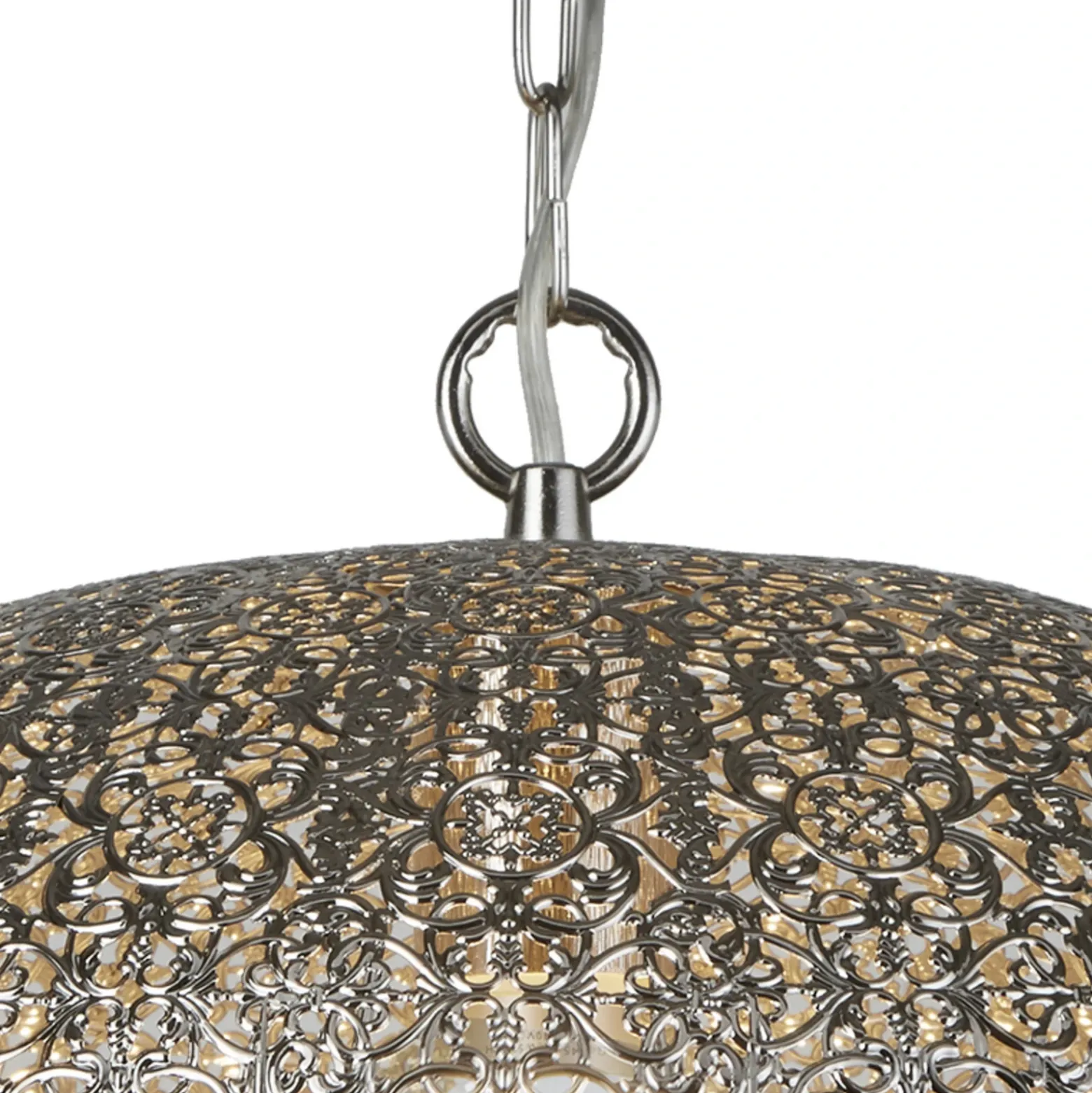 Lámpara colgante Fretwork, cromo mate, metal, Ø 39 cm, E27