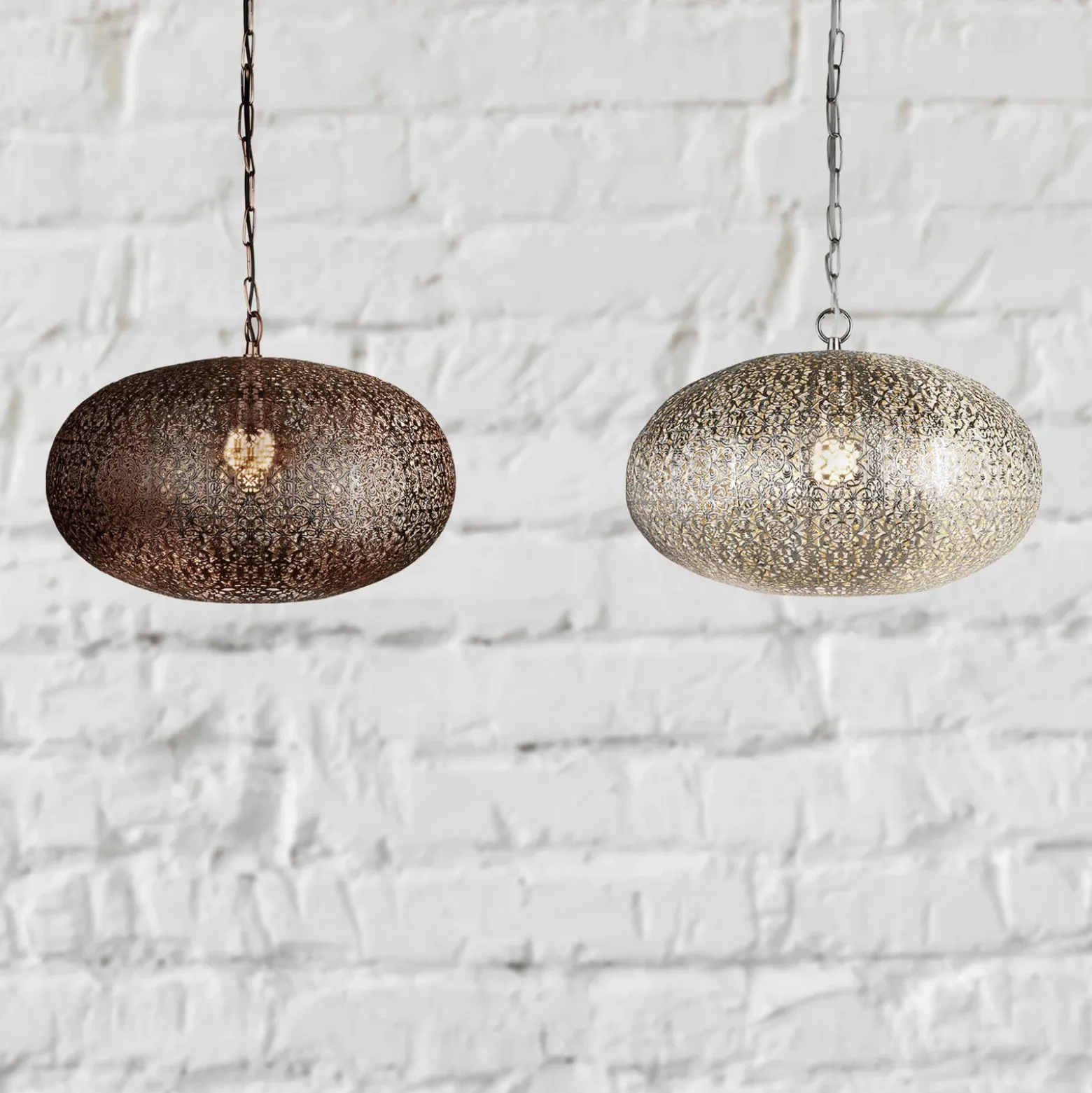 Lámpara colgante Fretwork, cromo mate, metal, Ø 39 cm, E27