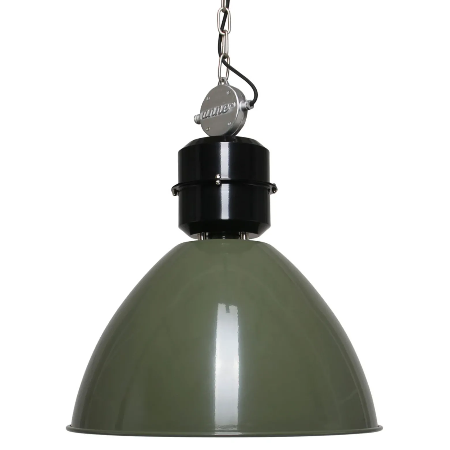 Lámpara colgante Frisk, verde oliva, Ø 50 cm, metal, E27