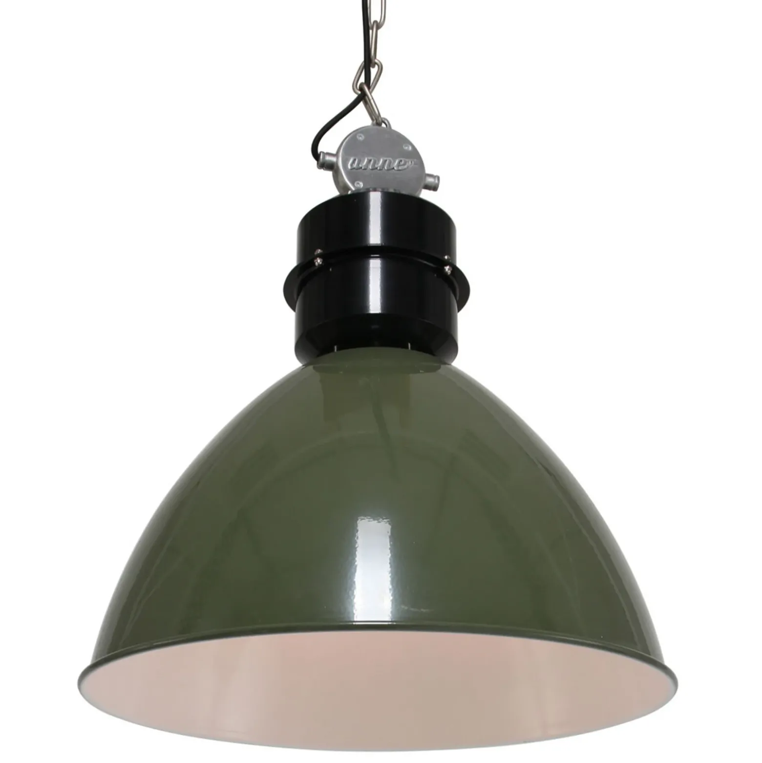 Lámpara colgante Frisk, verde oliva, Ø 50 cm, metal, E27