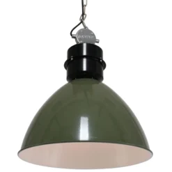 Lámpara colgante Frisk, verde oliva, Ø 50 cm, metal, E27