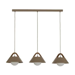 Lámpara colgante Funda, beige, longitud 110 cm, 3 luces, metal/cristal
