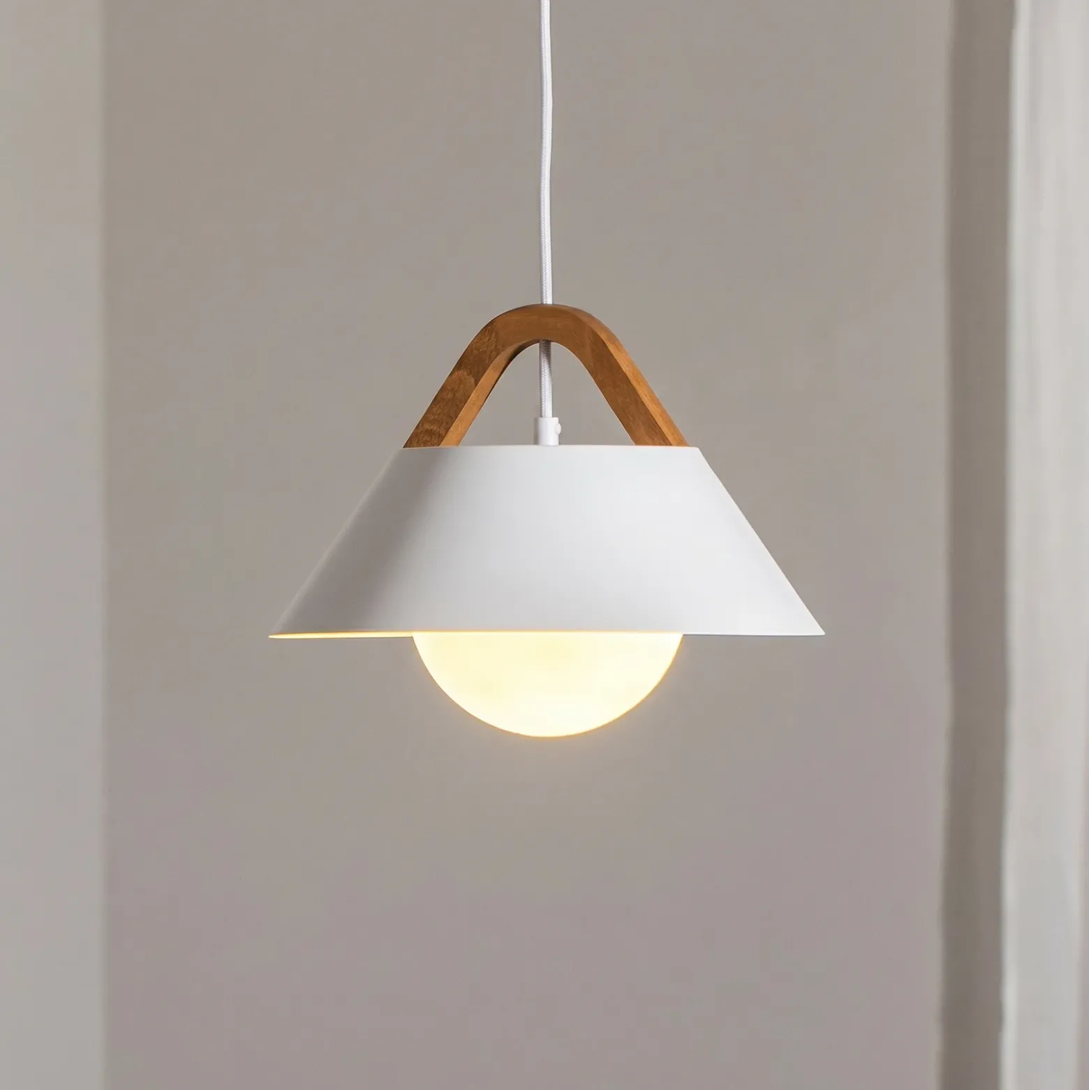 Lámpara colgante Funda, blanca, Ø 30 cm, 1 luz, metal/vidrio