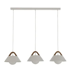 Lámpara colgante Funda, blanca, longitud 110 cm, 3 luces, metal/cristal