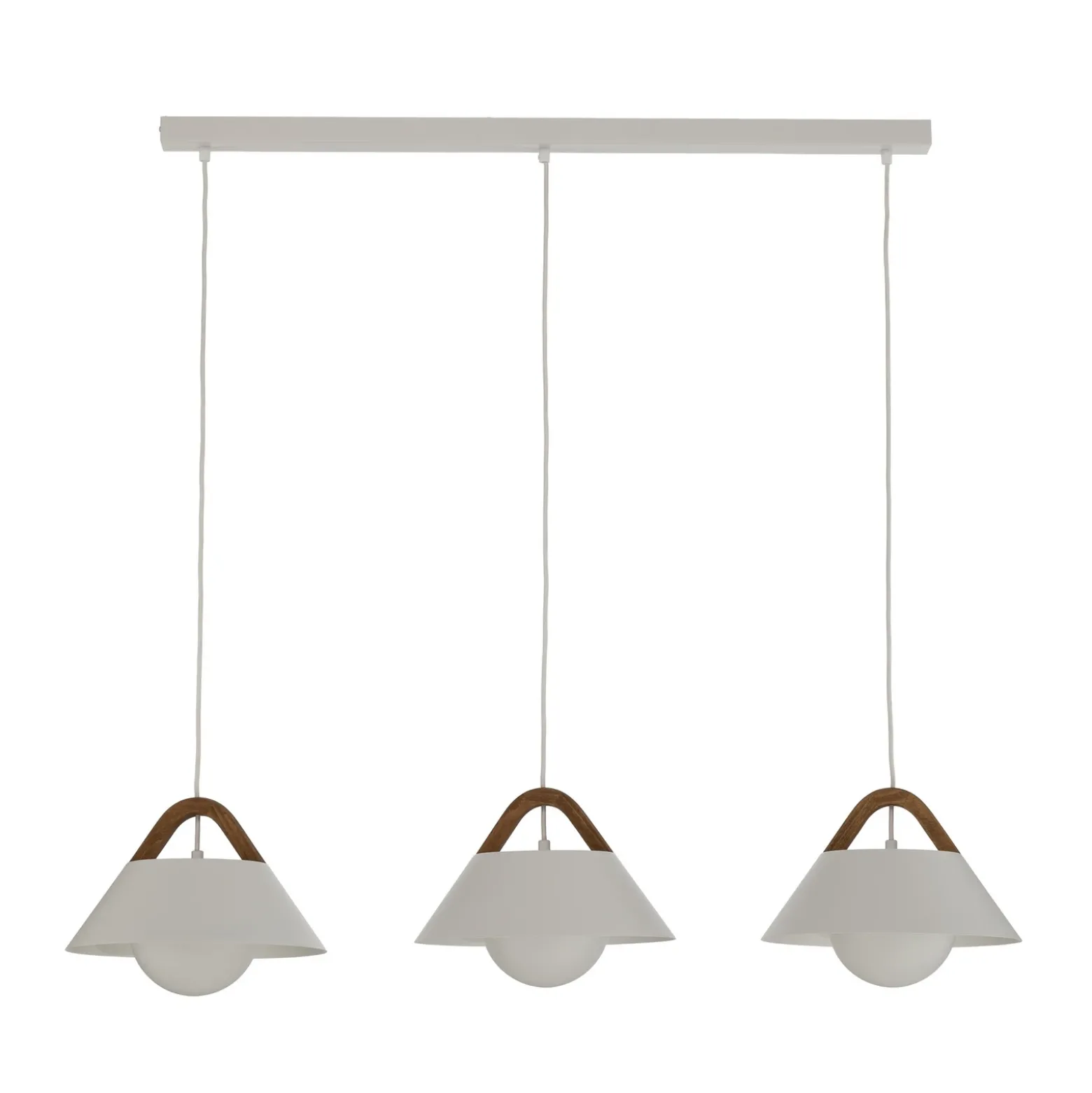 Lámpara colgante Funda, blanca, longitud 110 cm, 3 luces, metal/cristal