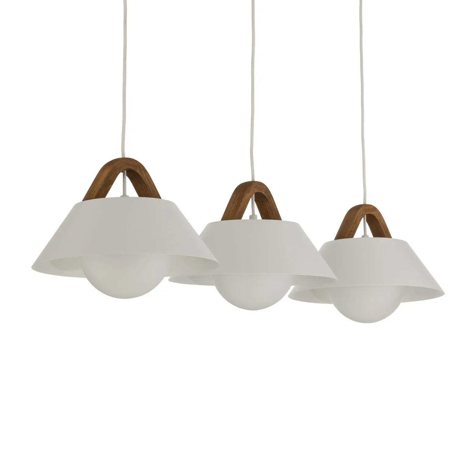 Lámpara colgante Funda, blanca, longitud 110 cm, 3 luces, metal/cristal