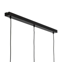 Lámpara colgante Funda, negra, longitud 110 cm, 3 luces, metal/cristal