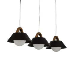 Lámpara colgante Funda, negra, longitud 110 cm, 3 luces, metal/cristal