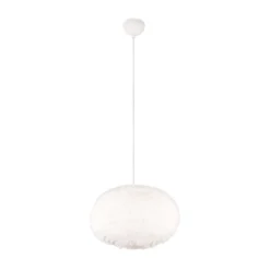 Lámpara colgante Furry, Ø 50 cm, color arena, felpa sintética