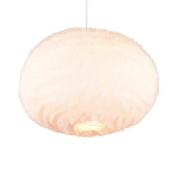 Lámpara colgante Furry, Ø 50 cm, color arena, felpa sintética