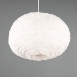 Lámpara colgante Furry, Ø 50 cm, color arena, felpa sintética