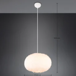 Lámpara colgante Furry, Ø 50 cm, color arena, felpa sintética