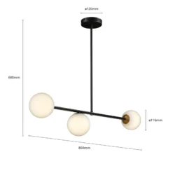 Lámpara colgante Gama 3, 3 luces, negro