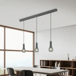 Lámpara colgante Gara, vidrio humo, 3 luces