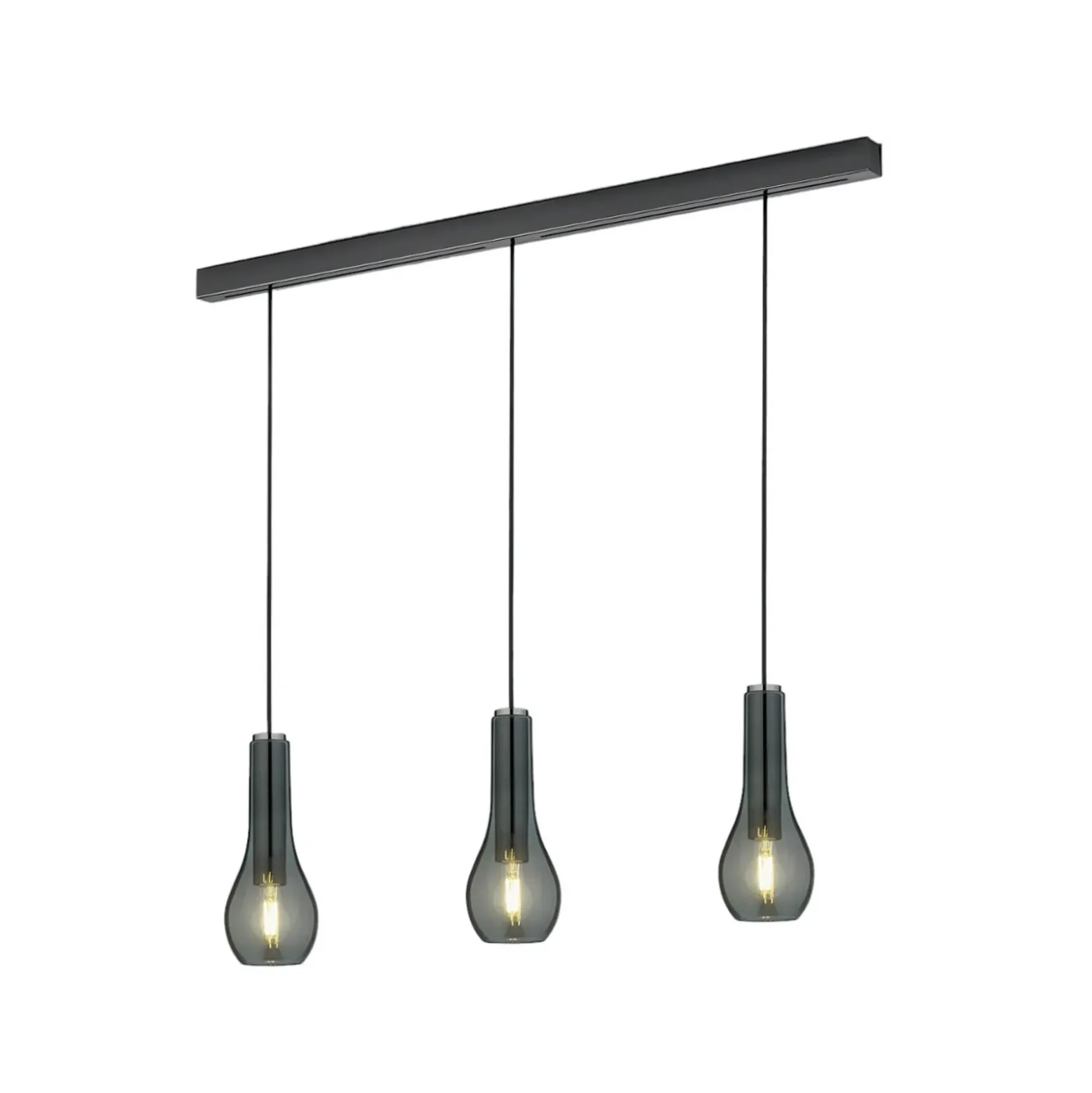 Lámpara colgante Gara, vidrio humo, 3 luces