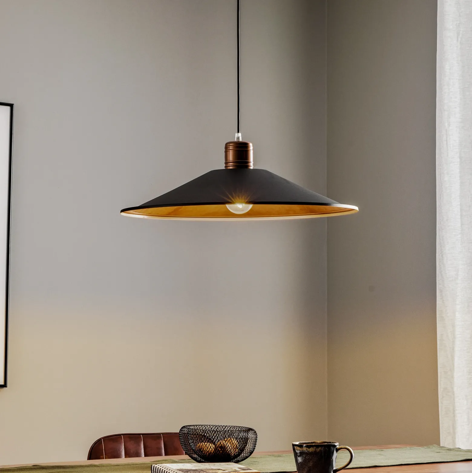 Lámpara colgante Garret I en marrón oscuro/cobre Ø 50 cm