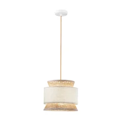 Lámpara colgante Gazebo, natural/beige, Ø 26 cm, ratán/tela