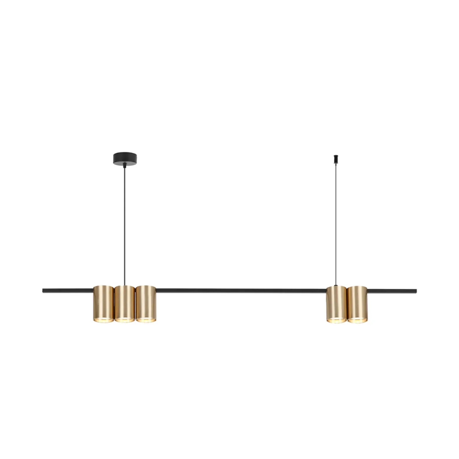 Lámpara colgante Genesis, aluminio negro/dorado, 5 x GU10, longitud 100 cm