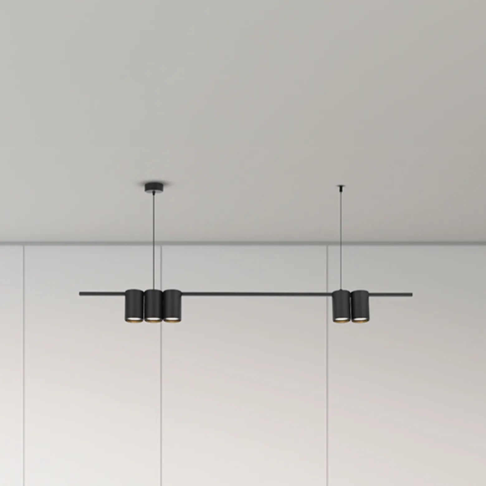 Lámpara colgante Genesis, aluminio, negro, 5 x GU10, longitud 100 cm