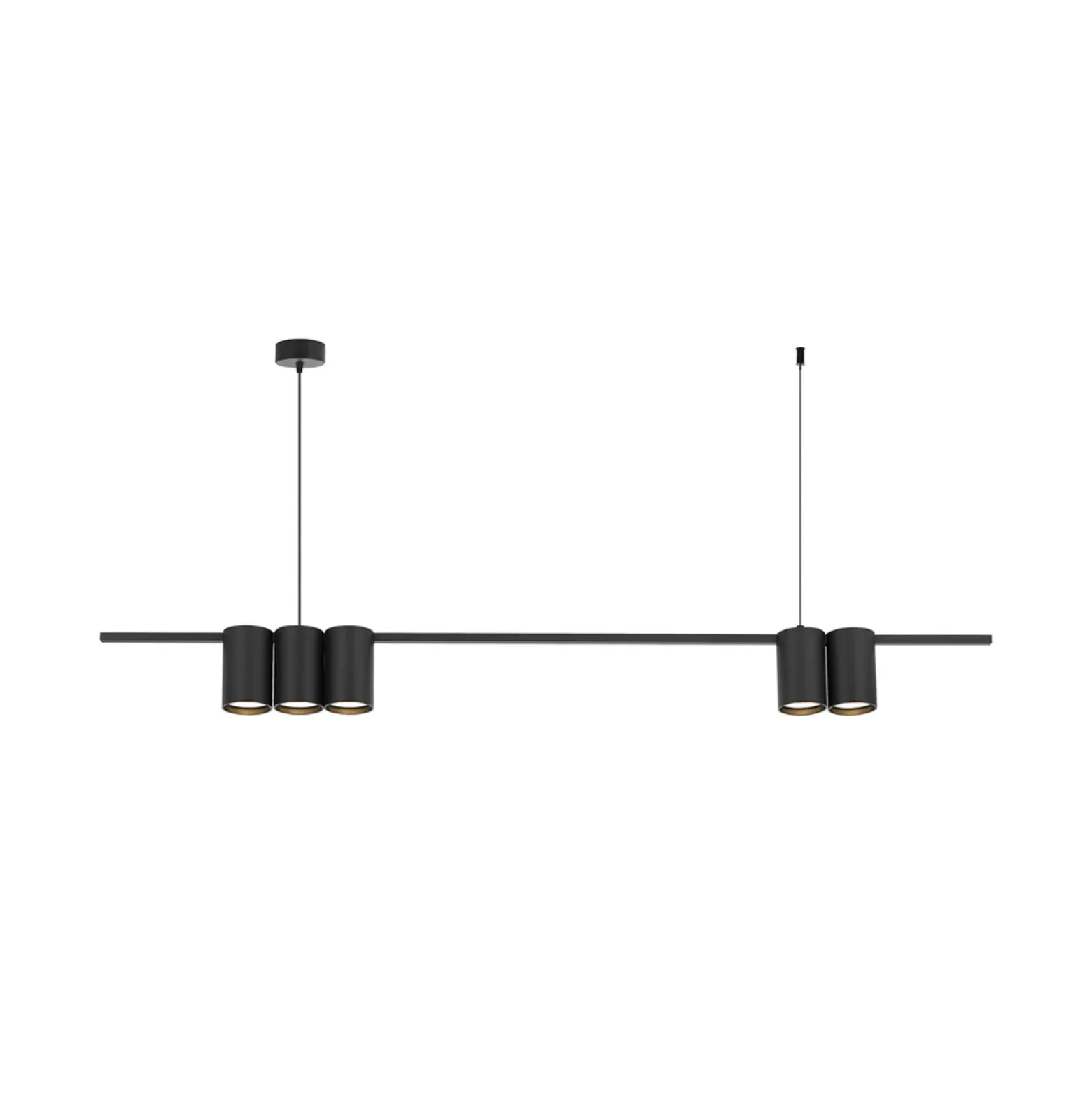 Lámpara colgante Genesis, aluminio, negro, 5 x GU10, longitud 100 cm