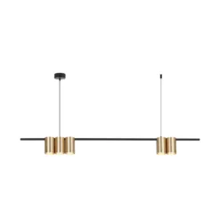 Lámpara colgante Genesis, aluminio negro/dorado, 5 x GU10, longitud 100 cm