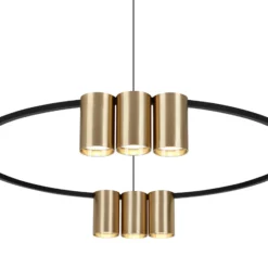 Lámpara colgante Genesis, aluminio, negro/dorado, 10 x GU10, Ø 60 cm