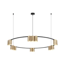 Lámpara colgante Genesis, aluminio, negro/dorado, 15 x GU10, Ø 100 cm
