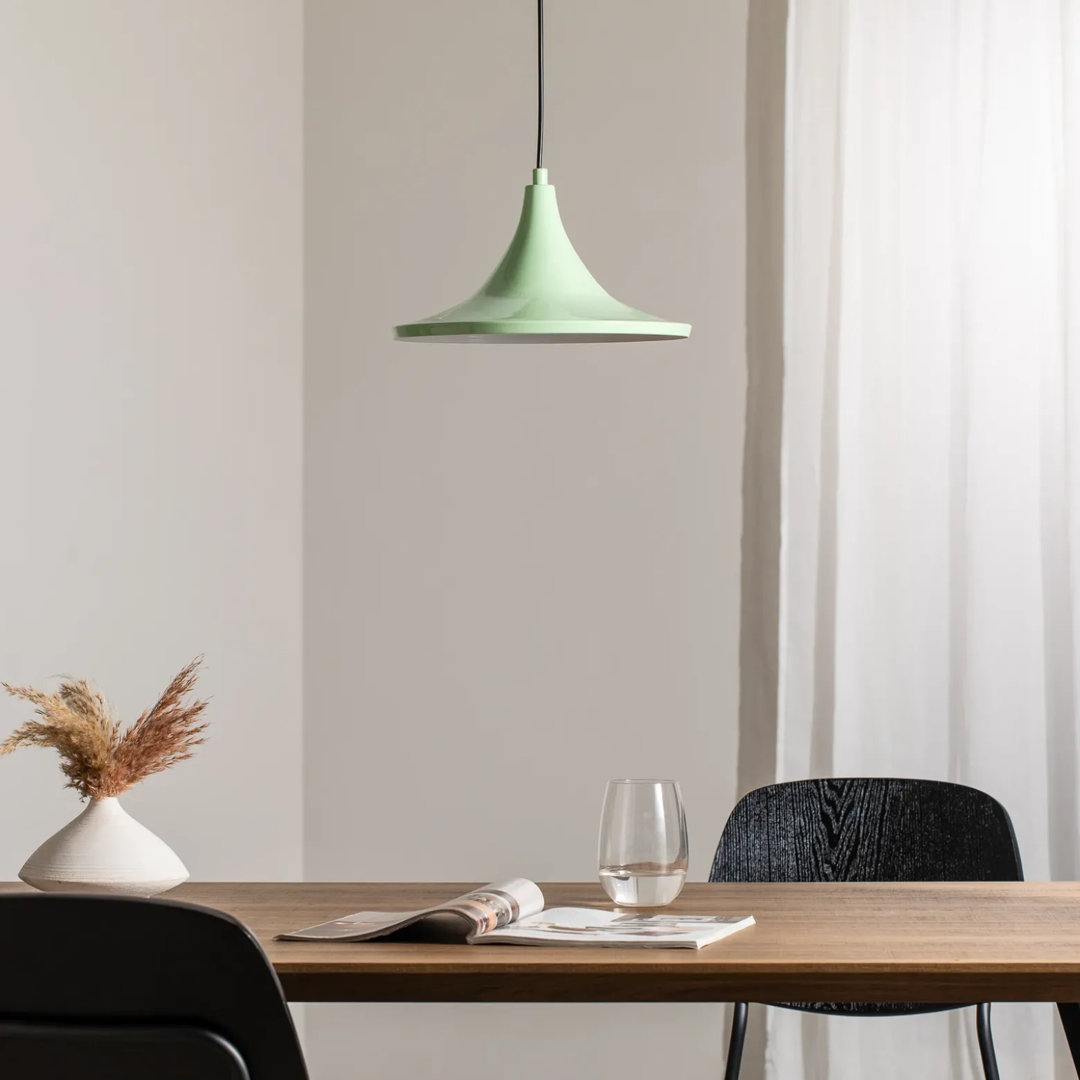 Lámpara colgante Genisy, verde menta, Ø 31 cm, metal, E27