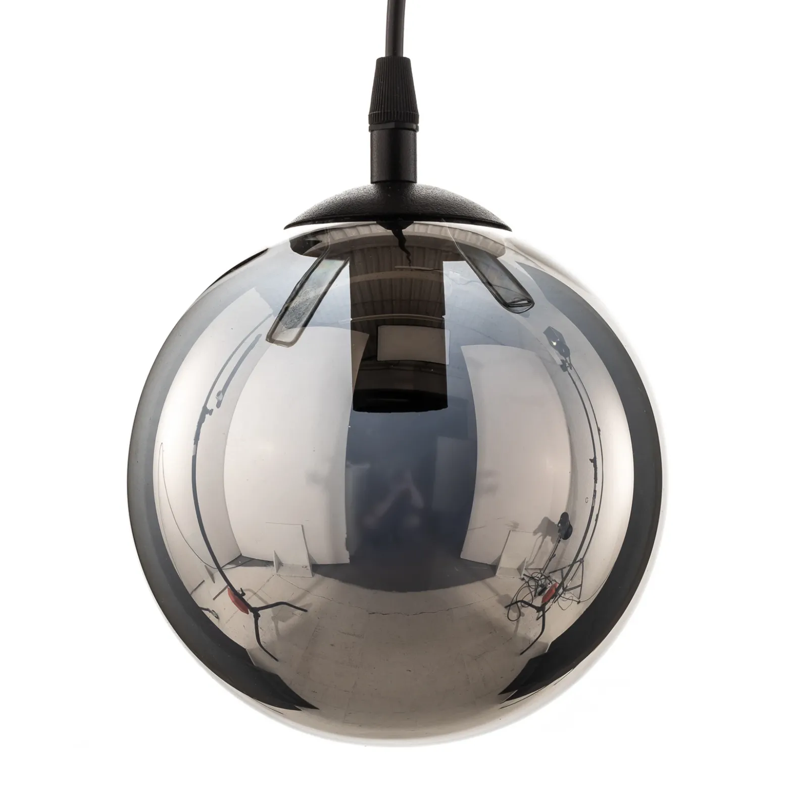 Lámpara colgante Glassy, descentrada, negra, grafito, cristal, 14 cm