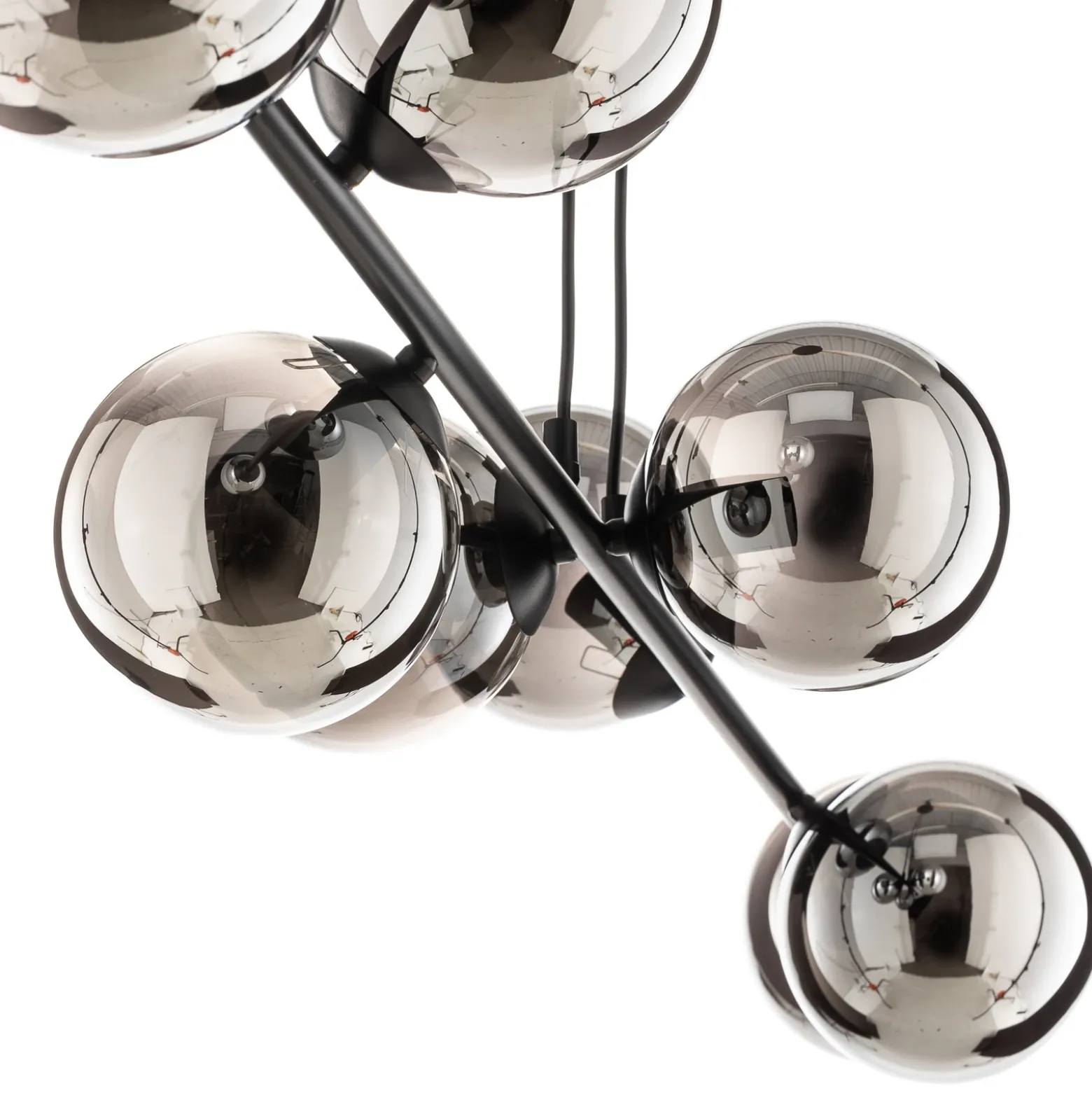 Lámpara colgante Glassy, 8 luces, negro, grafito, cristal, E14