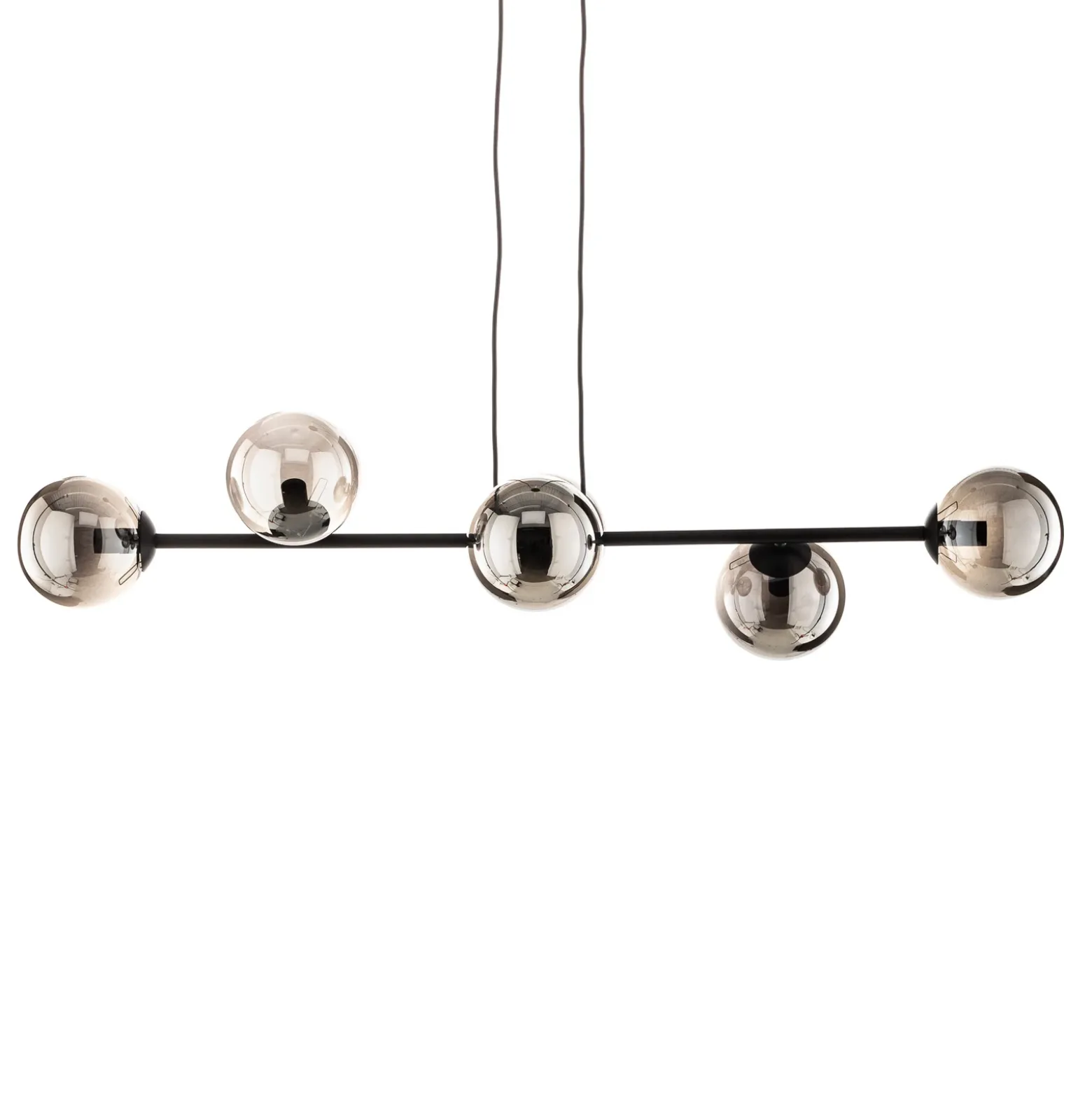 Lámpara colgante Glassy, 6 luces, negro, grafito, cristal, 110 cm