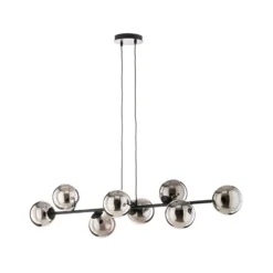 Lámpara colgante Glassy, 8 luces, negro, grafito, cristal, E14
