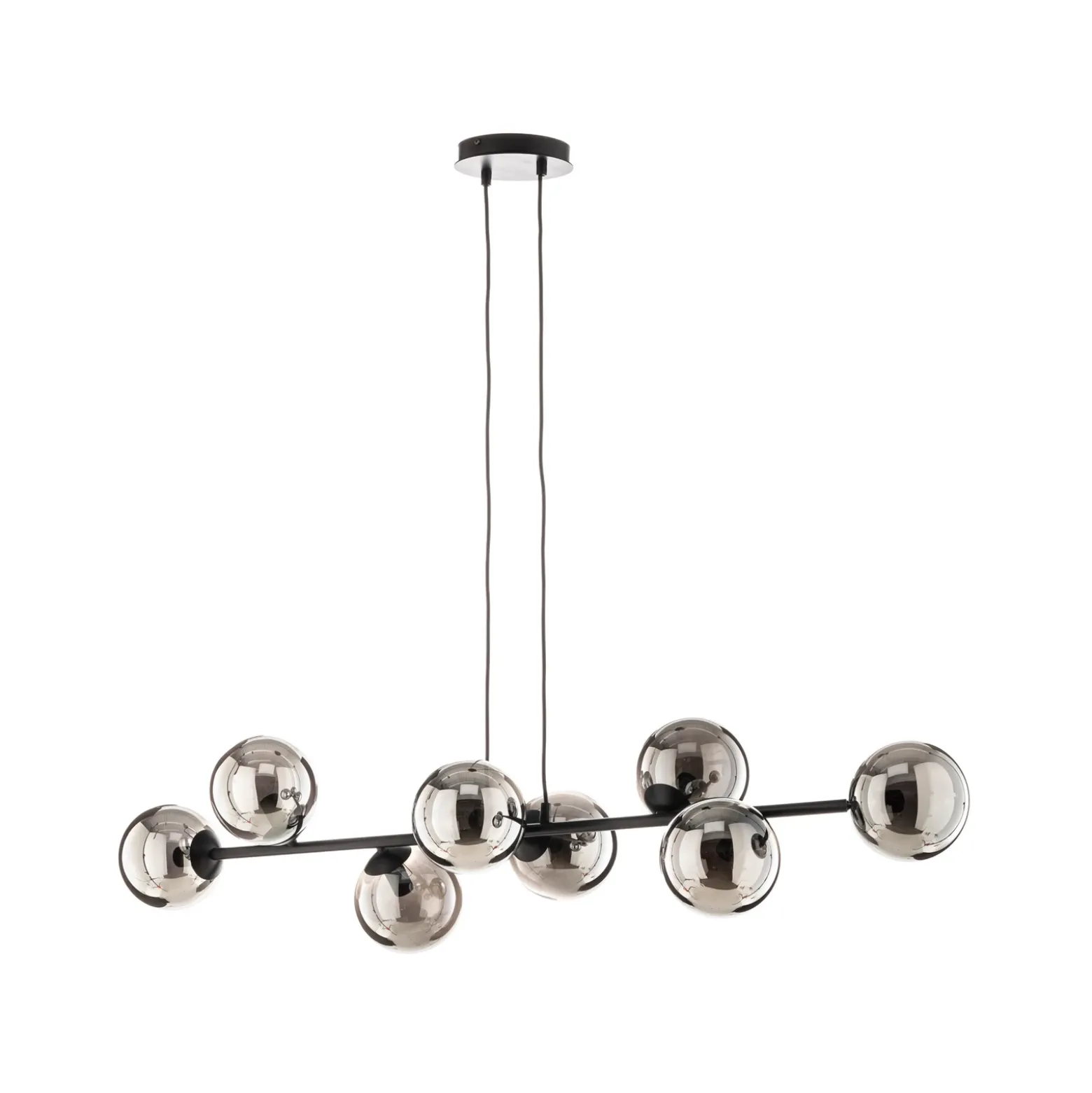 Lámpara colgante Glassy, 8 luces, negro, grafito, cristal, E14
