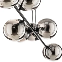 Lámpara colgante Glassy, 8 luces, negro, grafito, cristal, E14